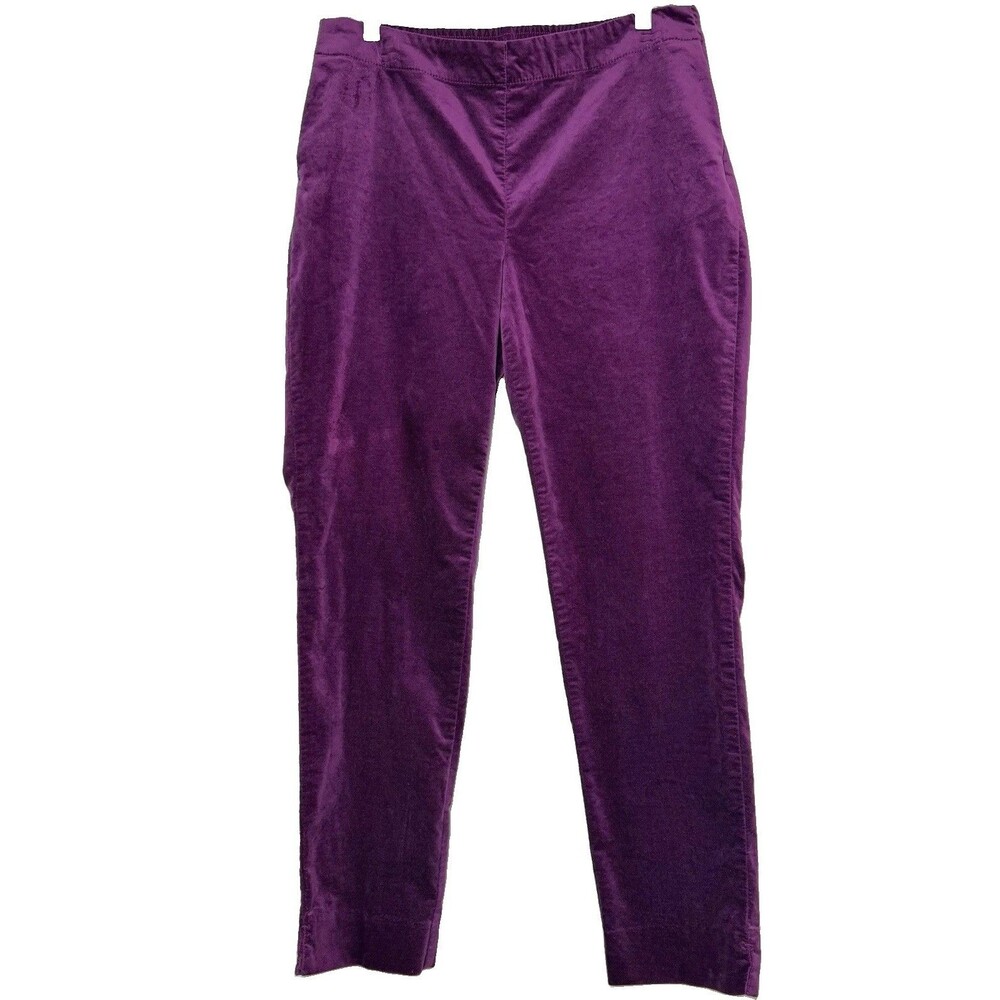 J.Jill Sugar Beet Purple Velveteen Slim Leg Pants Women’s 10 Pull On